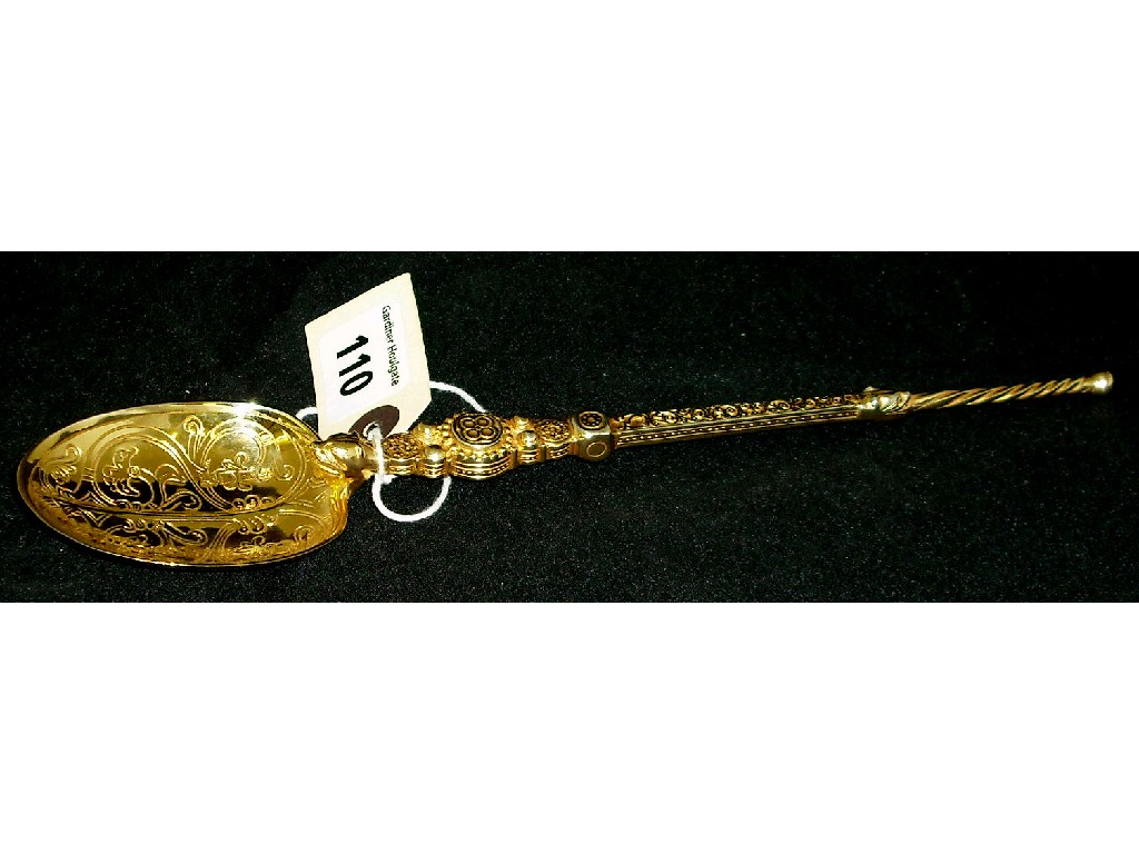 Appraisal: Silver gilt spoon of Celtic design by Elkington Co the