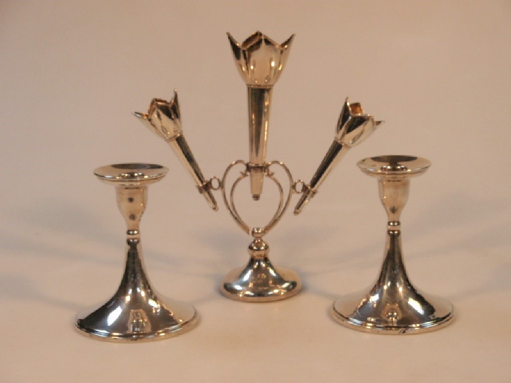 Appraisal: A George V silver table epergne with three white metal