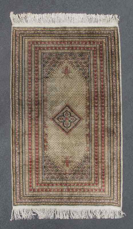 Appraisal: MODERN TURKISH HAND KNOTTED SYNTHETIC SILK RUG ' x '