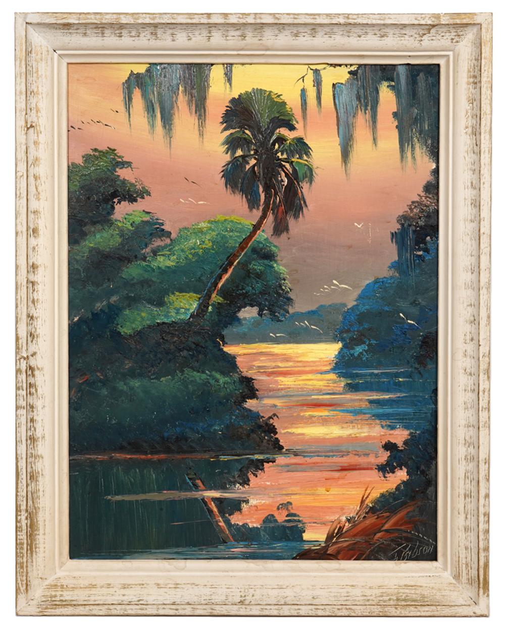 Appraisal: JAMES GIBSON FLORIDA HIGHWAYMEN OIL PAINTINGJames Gibson American - 'Everglades