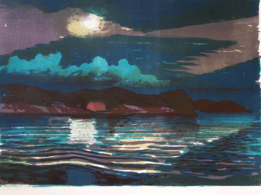 Appraisal: NORMAN C JAQUES b ARTISTS PROOF COLOURED LITHOGRAPH'Moonlight'signed and titled