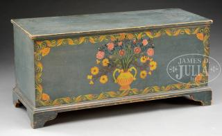 Appraisal: RARE SCHOHARIE PAINTED PINE BLANKET CHEST Early th century Schoharie