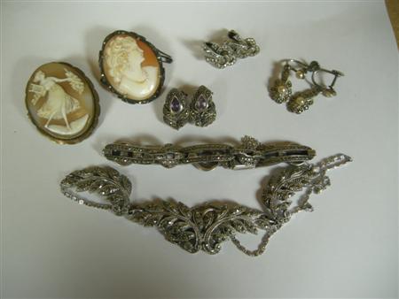 Appraisal: A collection of marcasite set silver jewellery to include foliate