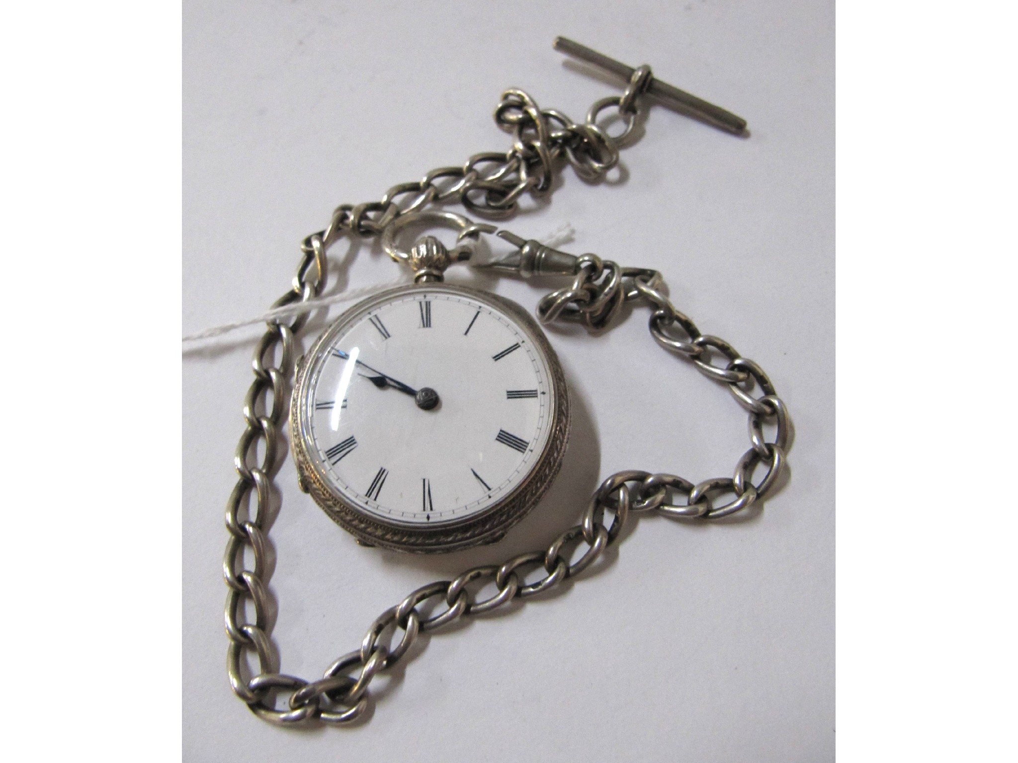 Appraisal: A silver fob watch London on silver Albert