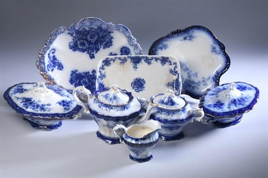 Appraisal: ENGLISH FLOW BLUE SERVING PIECES th century Including six small