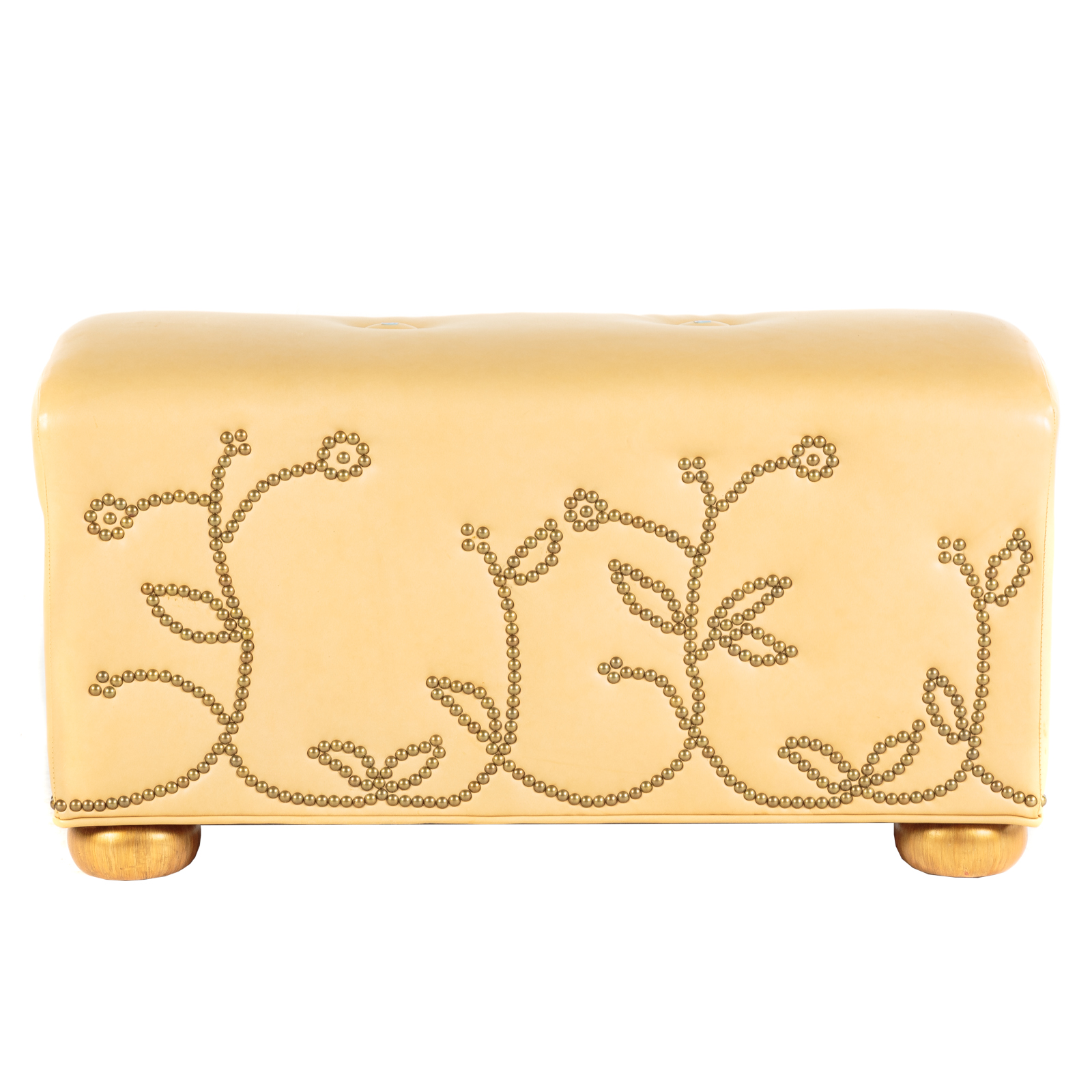 Appraisal: LINK SMALL LEATHER BENCH With brass nail head decoration in