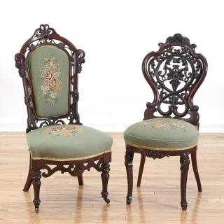 Appraisal: American Rococo laminated rosewood chairs American Rococo laminated rosewood chairs