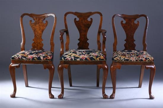 Appraisal: SET TEN QUEEN ANNE STYLE WALNUT DINING CHAIRS th century