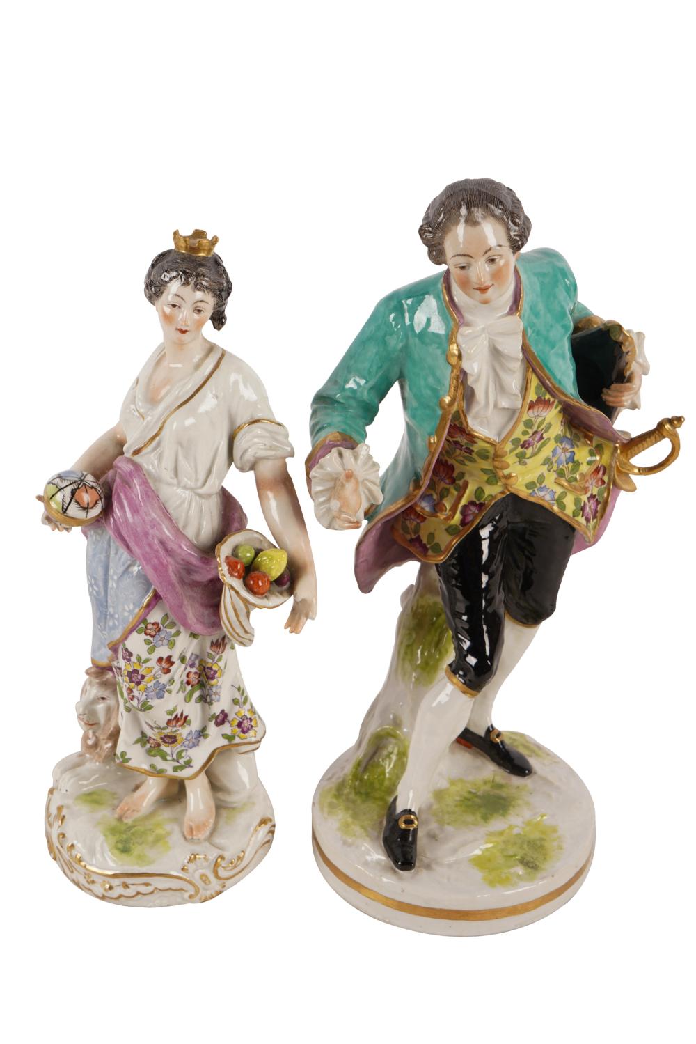 Appraisal: TWO FRENCH PORCELAIN FIGURESCondition each missing fingers the male inches