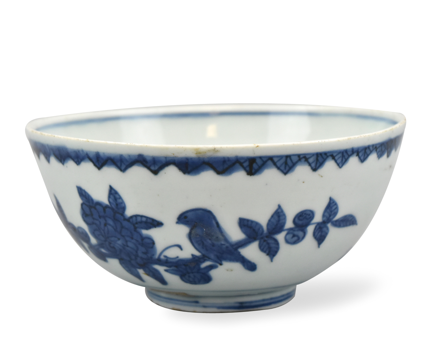 Appraisal: A Chinese blue white bowl with bird flower Ming dynasty