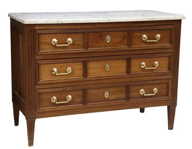 Appraisal: French Louis XVI style marble-top commode late th c mahogany