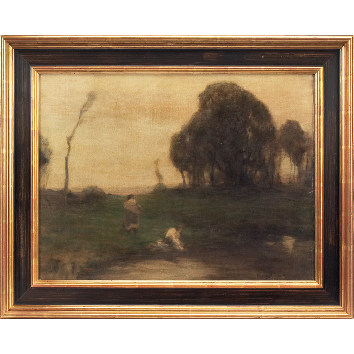 Appraisal: Chauncey F Ryder American - ''Landscape with Figures '' oil