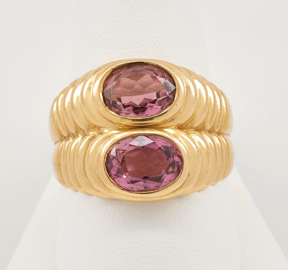 Appraisal: Bulgari k yellow gold pink tourmaline ring Bulgari k yellow