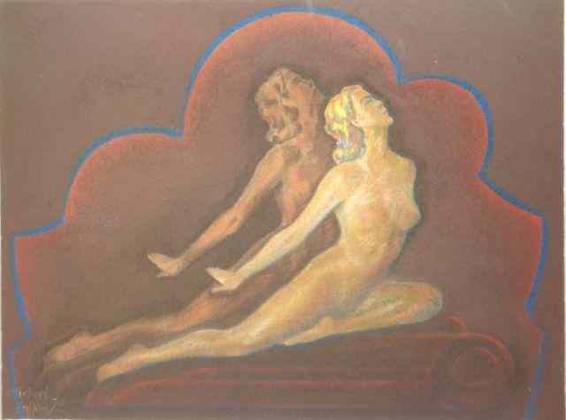 Appraisal: ZALKIN Michael Pastel Deco-Style Nude Signed and dated lower left