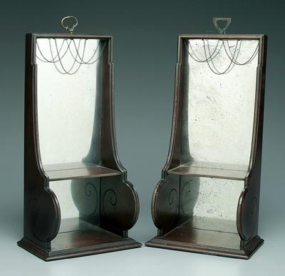 Appraisal: Mirrored wall sconces mahogany th century - with brass hanger