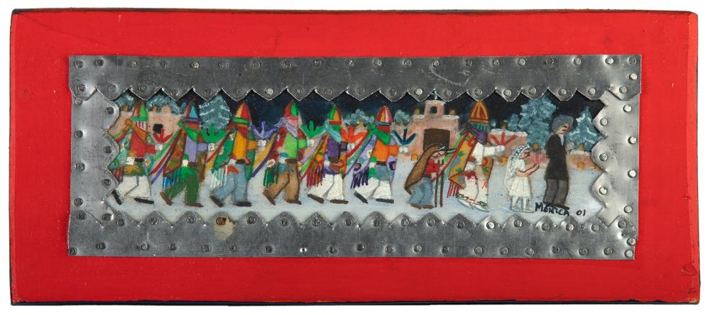 Appraisal: M NICA SOSAYA HALFORD PAIR OF RETABLOS CROSS RETABLO WITH