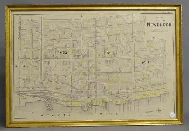 Appraisal: Early map of Newburgh N Y in gilt frame Site