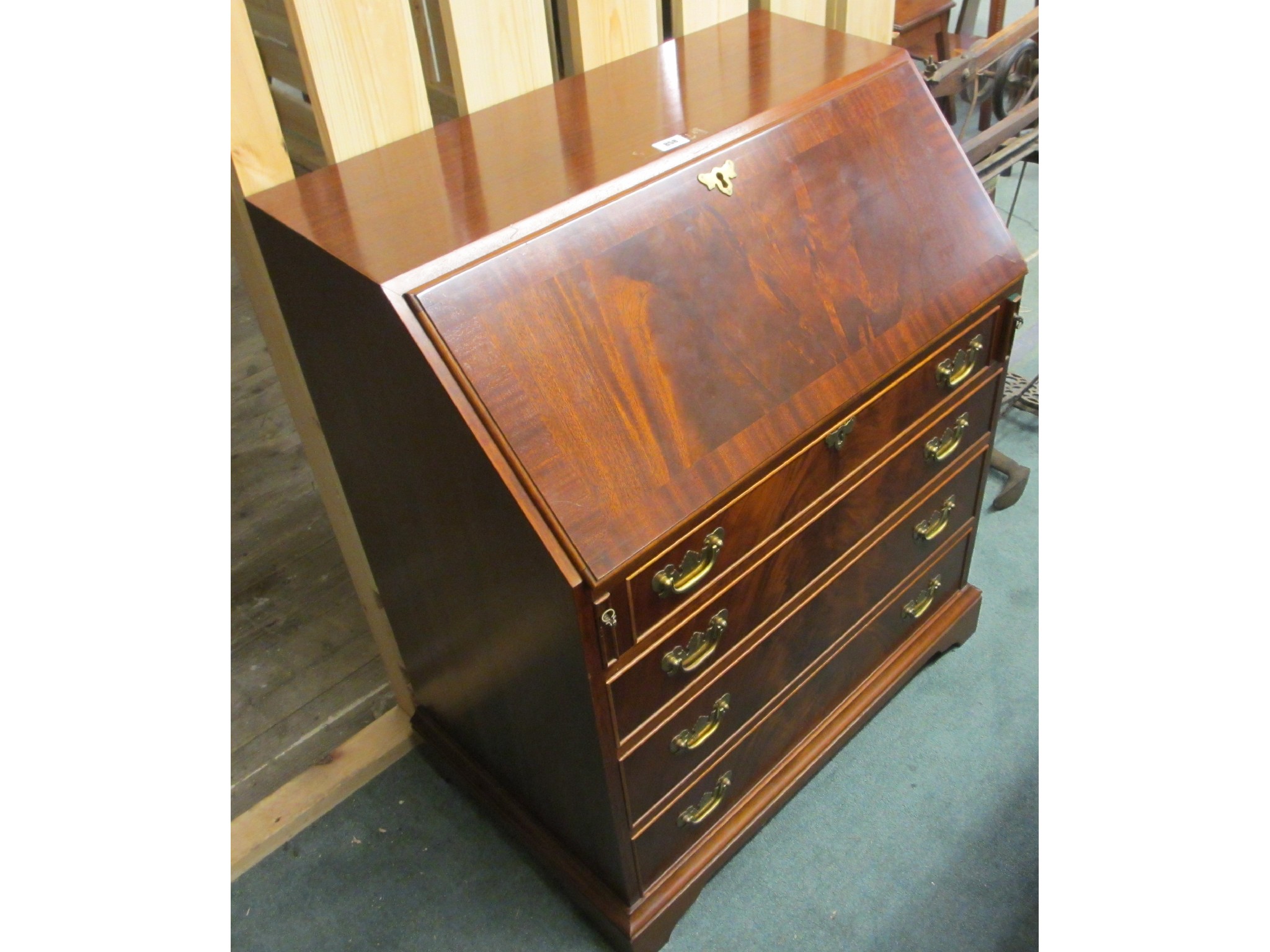 Appraisal: Modern mahogany writing bureau