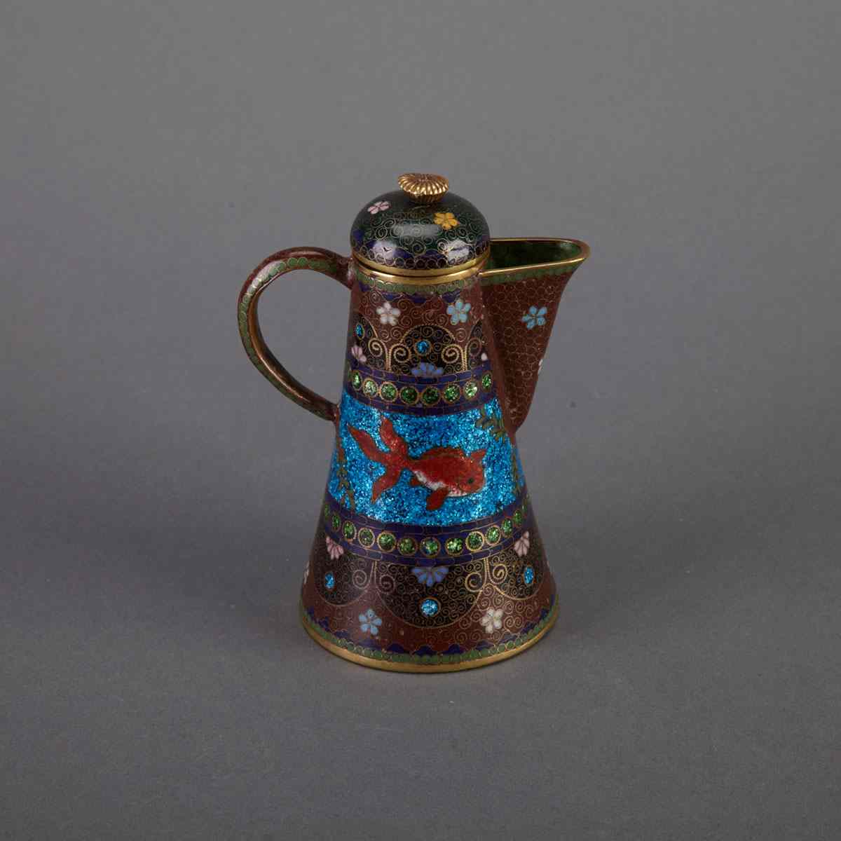 Appraisal: Japanese Cloisonne Enamel Jug and Cover c with a frieze