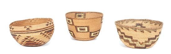 Appraisal: Three Hupa Baskets Height of larger x diameter inches Three