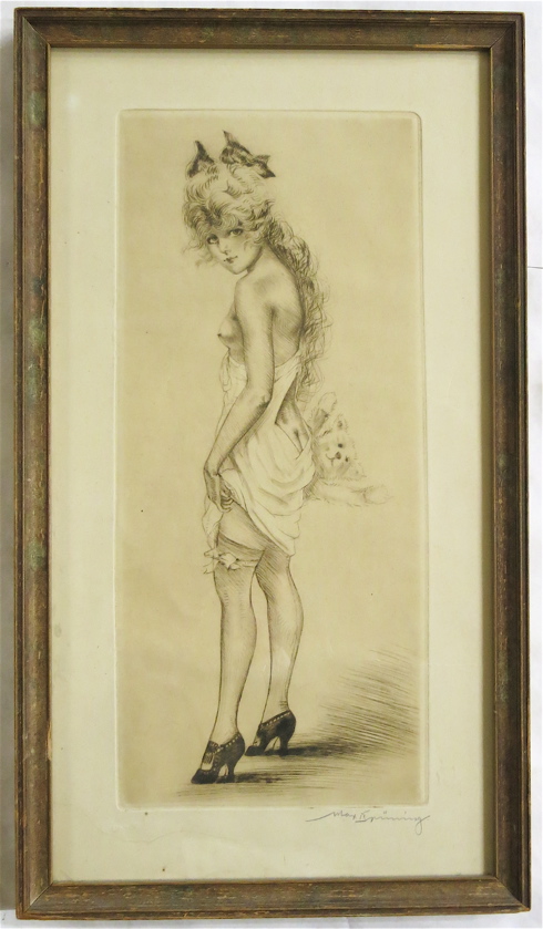 Appraisal: MAX BRINING ETCHING American th th Century Scantily clad woman