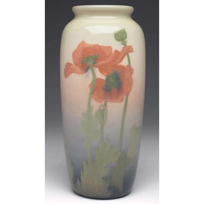 Appraisal: Fine Rookwood vase Iris glaze with nicely painted poppies beautifully