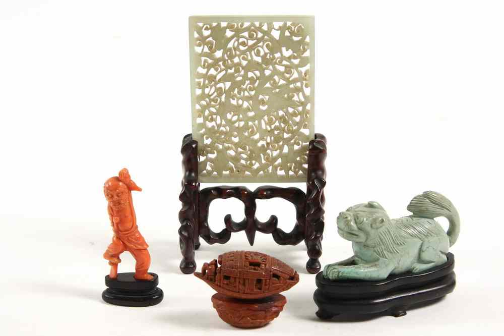 Appraisal: CARVED CHINESE OBJECTS - Including Carved Betel Nut in form