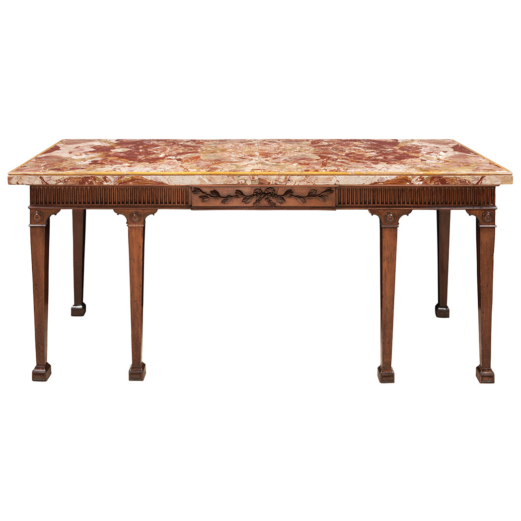 Appraisal: George III Mahogany Sideboard Table The rectangular marble top above