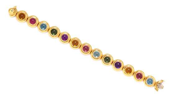 Appraisal: Sale Lot An Karat Yellow Gold and Multigem Bracelet Paloma