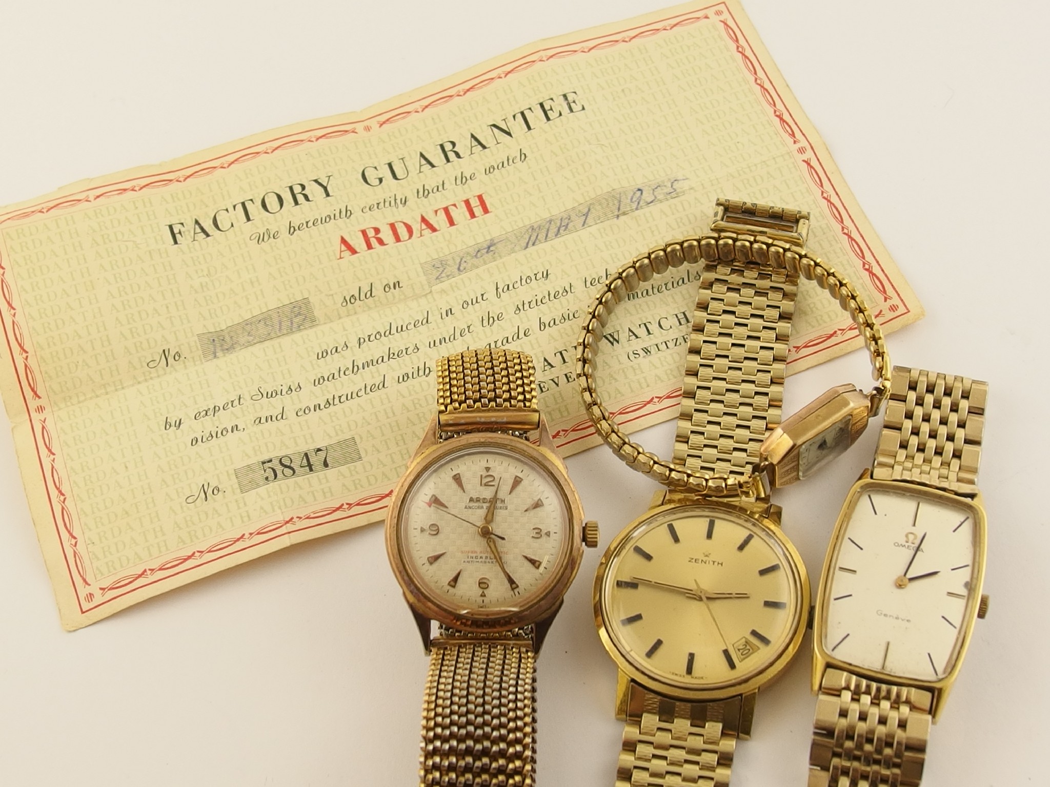 Appraisal: A collection of vintage watches to include Ardath Omega Geneve