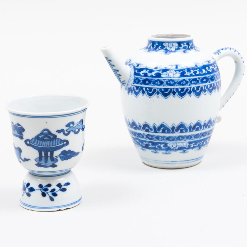 Appraisal: Chinese Blue and White Porcelain Ewer and a Cup Each