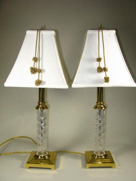 Appraisal: Pair of Waterford Crystal Table Lamps with silk shades