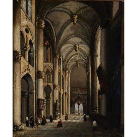 Appraisal: Adrien Dauzats - EGLISE DE BELEM PORTUGAL French Oil on