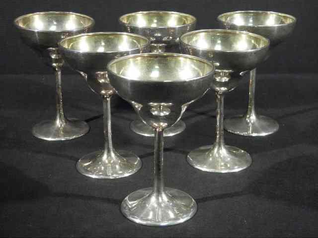 Appraisal: Lot of six sterling silver martini stems by Frank Smith