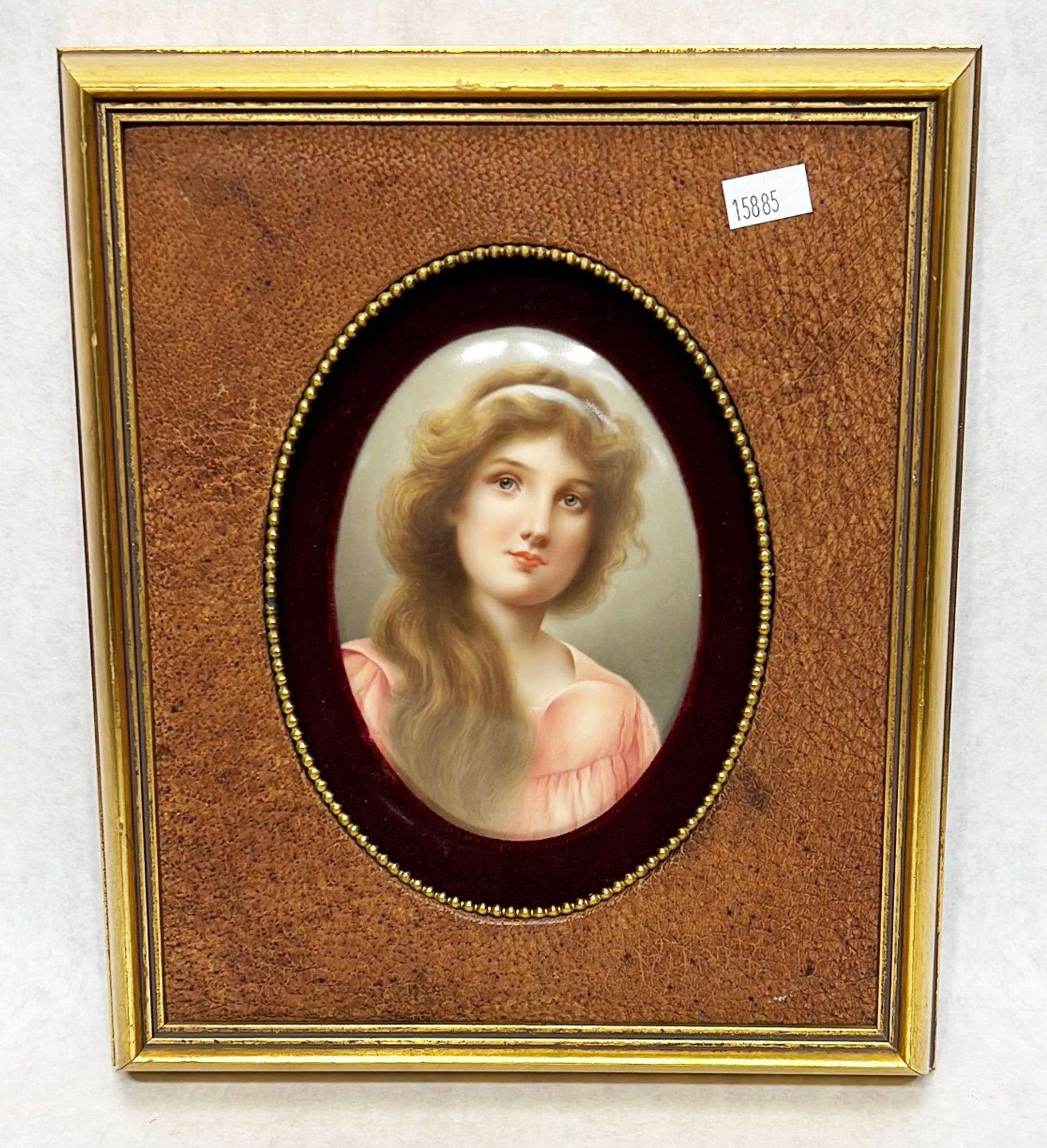 Appraisal: Porcelain painted portrait plaque of womanLate th or early thC