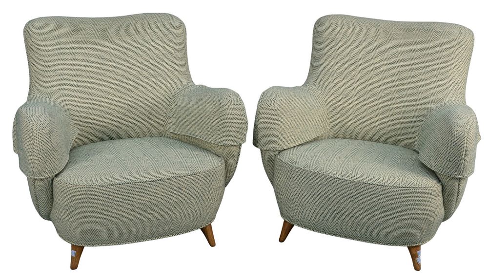 Appraisal: Pair of Vladimir Kagan Barrel Chairs with light green upholstery