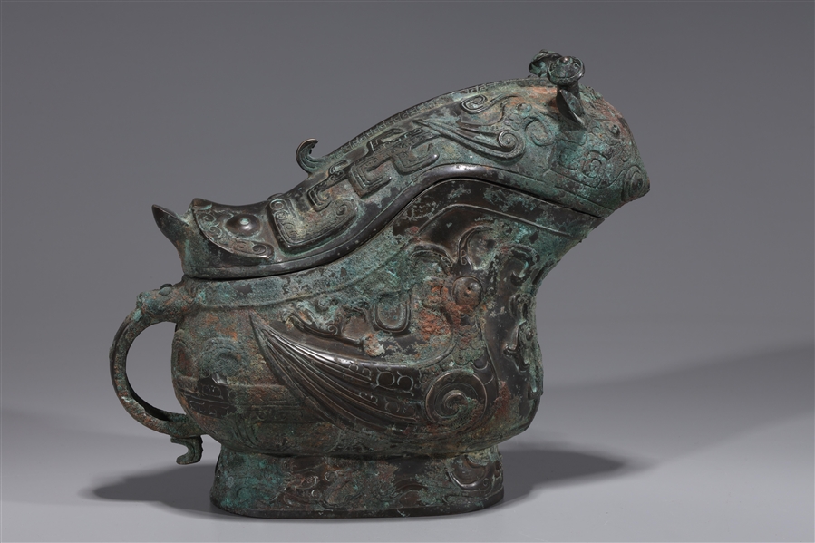 Appraisal: Chinese bronze archaistic animal form zun vessel wear heavy patina