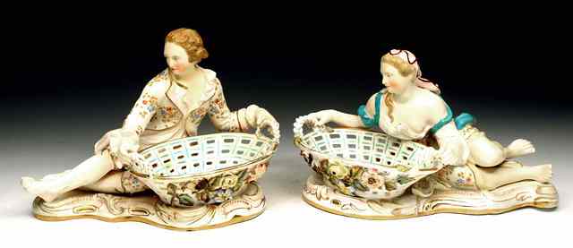 Appraisal: A PAIR OF TH CENTURY PORCELAIN SWEETMEAT BASKETS each with