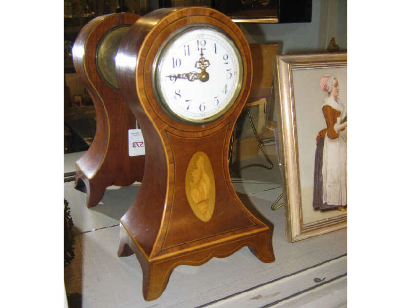 Appraisal: GEORGIAN STYLE MAHOGANY SATINWOOD BALLOON CLOCK Crossbanded case surrounds the