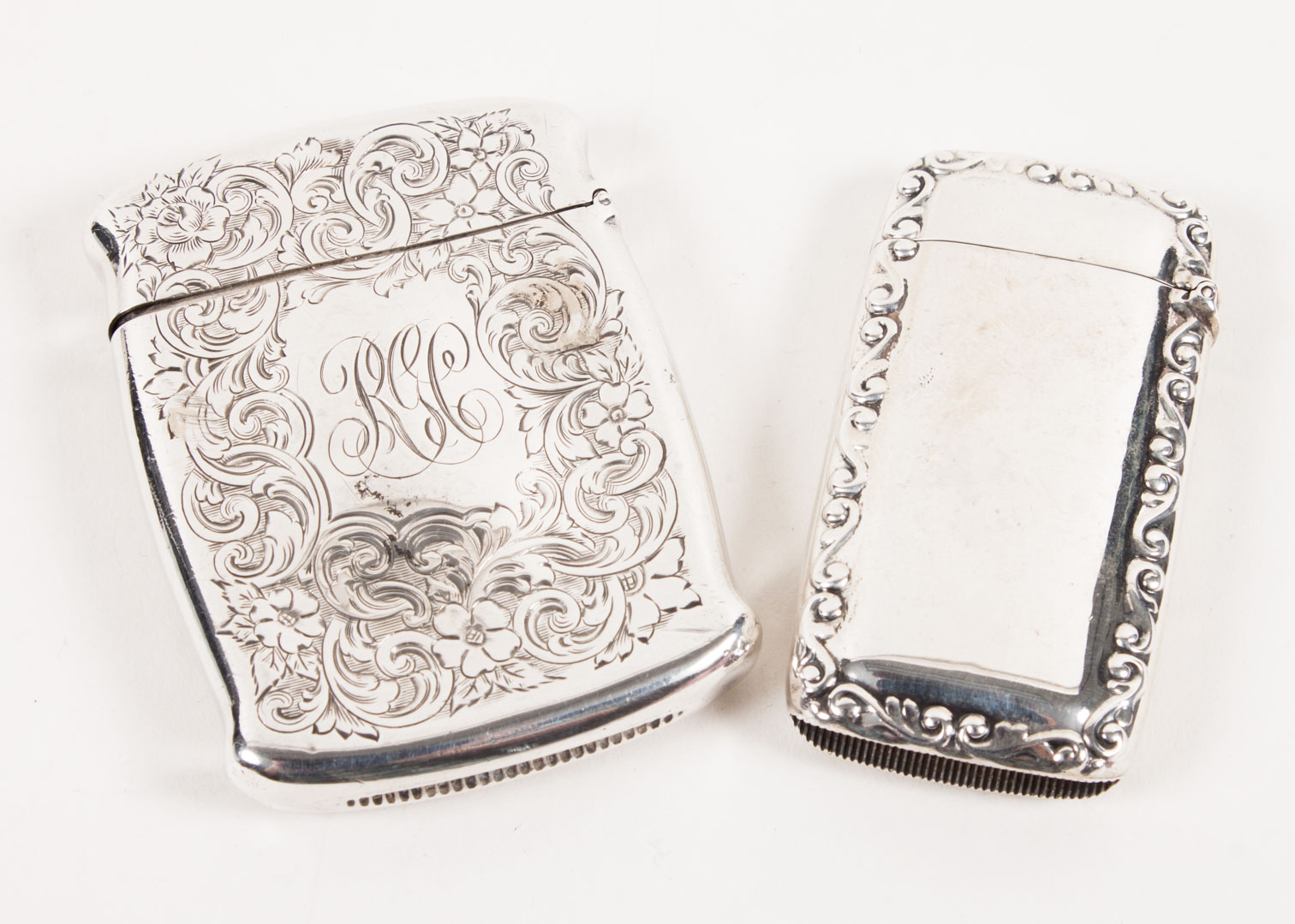 Appraisal: Two Gorham sterling silver match safes ozt Condition One monogrammed