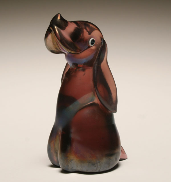 Appraisal: Murano art glass dog figure of a seated daschund Iridescent