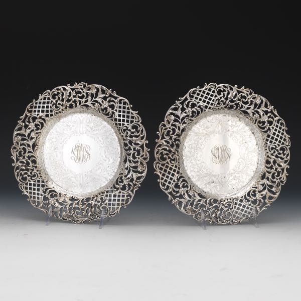 Appraisal: PAIR OF STERLING SILVER RETICULATED PLATES RETAILED BY W W