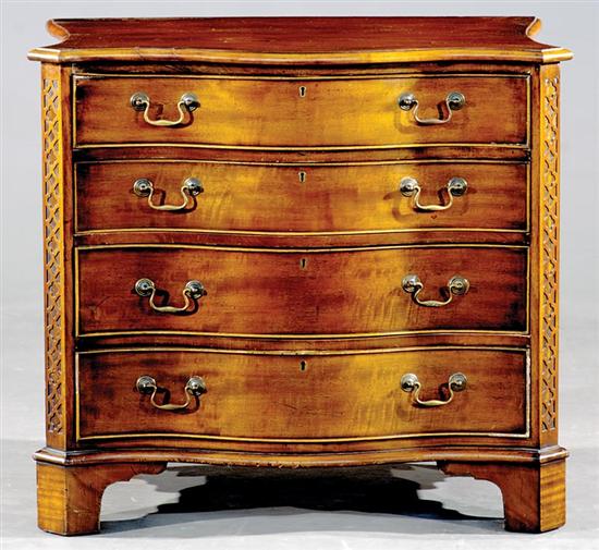 Appraisal: George III style mahogany serpentine chest of drawers shaped and