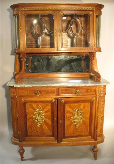 Appraisal: LOUIS XVI STYLE ORMOLU BUFFET-A-DEUX-CORPS Late th century walnut the