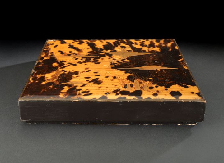 Appraisal: Good Japanese Tokugawa Tea Dust Lacquer and Parcel-Gilt Tortoiseshell Scholar's