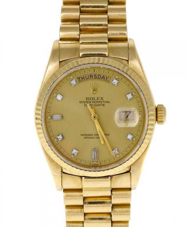 Appraisal: A ROLEX CT GOLD WRISTWATCH REF OYSTER PERPETUAL DAY-DATE SUPERLATIVE