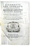 Appraisal: GREGORAS NICEPHORUS Byzantina Historia Greek text with Latin translation and