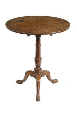 Appraisal: An oak tripod table the associated circular tilt-top on a