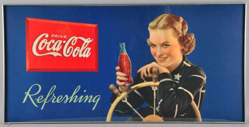 Appraisal: Coca-Cola Sailor Girl Poster Description Beautifully framed under plexiglass Great