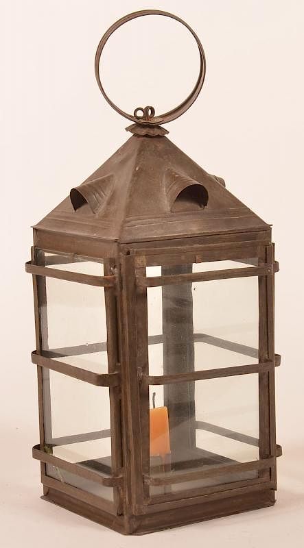 Appraisal: th Century Tin Candle Lantern th Century Tin Candle Lantern